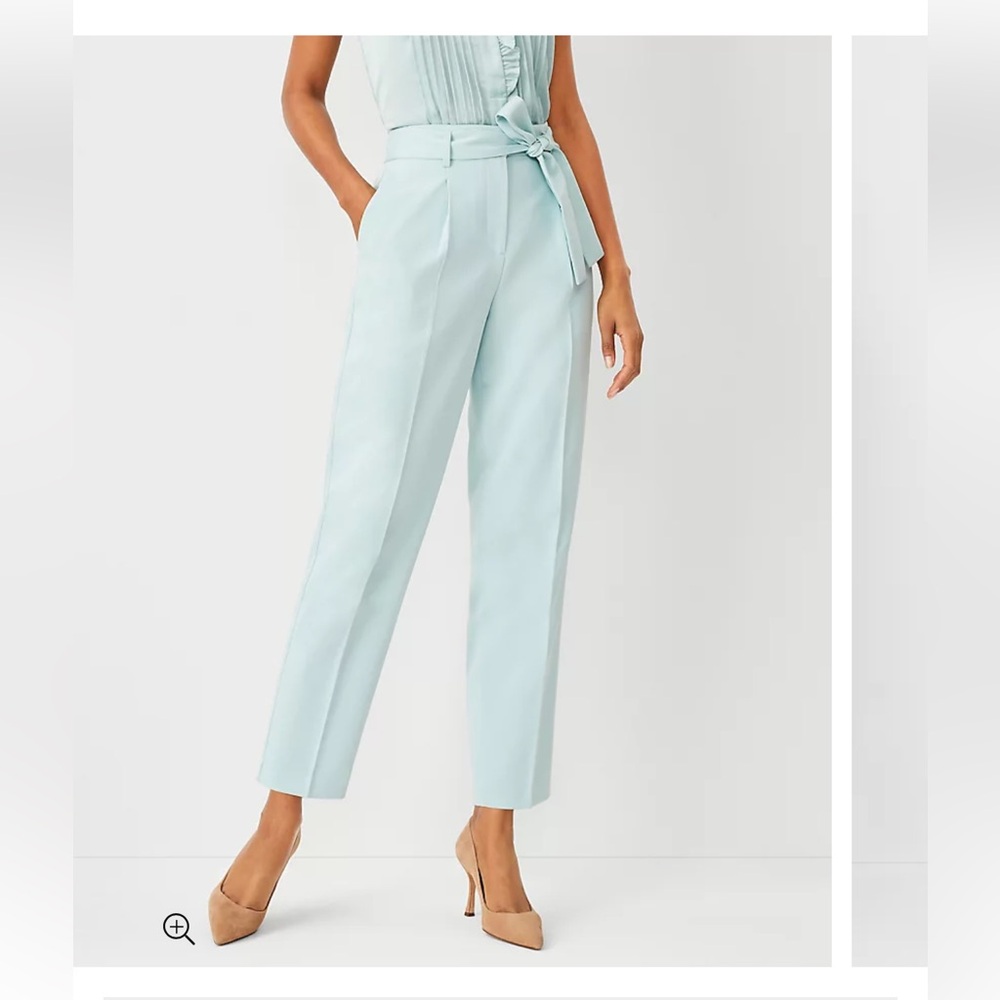 Ann Taylor Belted High Waist Pant, Light Blue, SZ 6P
